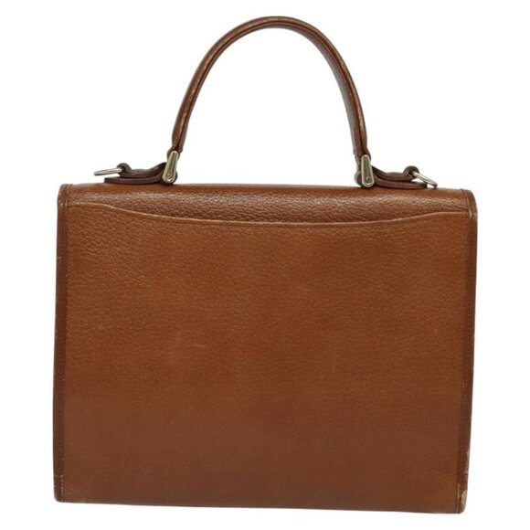 Burberrys Hand Bag Leather 2way Brown Gold Auth BA2959 - Picture 3 of 16